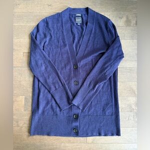 GAP 100% Merino Wool Cardigan Blue Button Front Size M